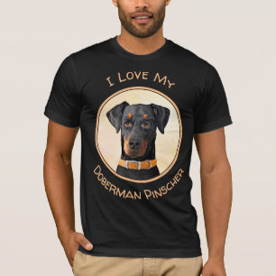 Camiseta Doberman Pinscher Pintura Original Descortada
