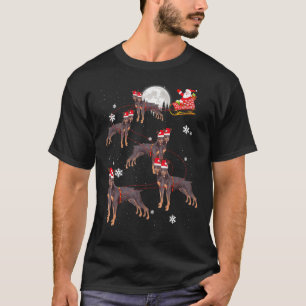 Camiseta Doberman Pinscher Reindeer Papais noeis Xmas Para