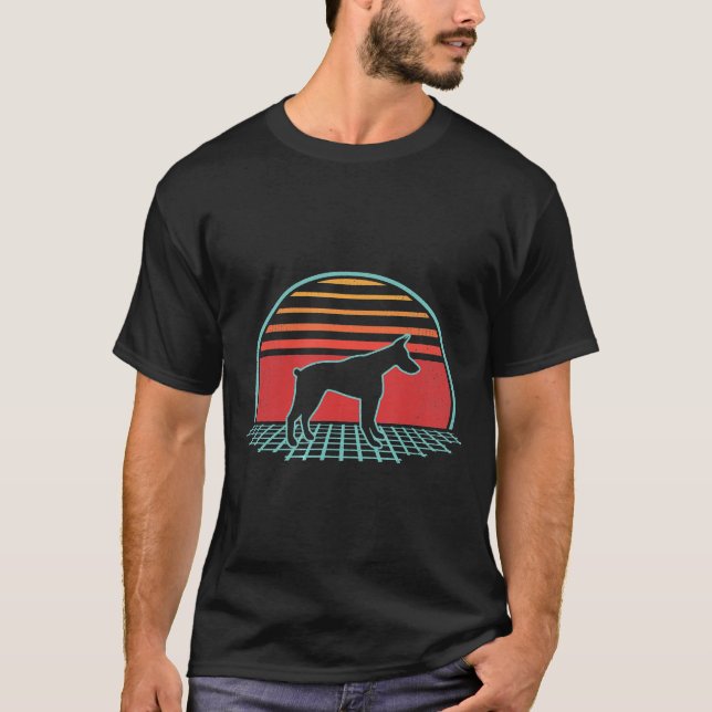 Camiseta Doberman Pinscher Retro Vintage Dog 80s Style (Frente)