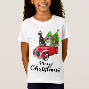 Camiseta Doberman Pinscher Ride Red Truck Natal Pajama
