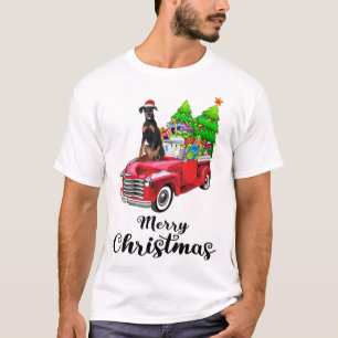 Camiseta Doberman Pinscher Ride Red Truck Natal Pajama