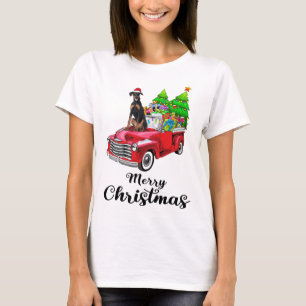 Camiseta Doberman Pinscher Ride Red Truck Natal Pajama