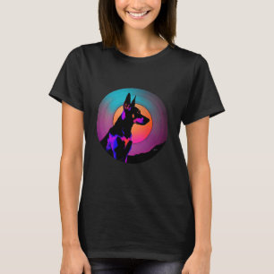 Camiseta Doberman Pinscher Synthwave 80s Retrowave Estética