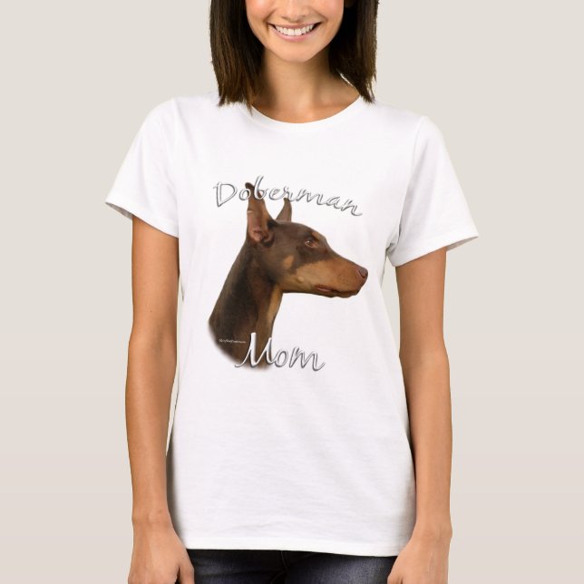 Camiseta Doberman Pinscher (vermelho) Mãe 2 (Frente)