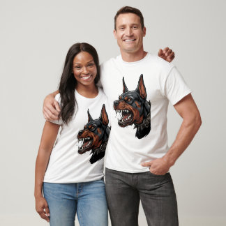 Camiseta Doberman Preto e Marrom Feroz com Colar de Espinho