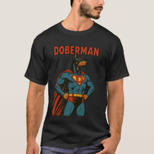Camiseta Doberman Super-Herói da Moda Cachorro Estilo Carto