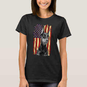 Camiseta Doberman USA Flag 4 de julho Patriot Doberman Dog 
