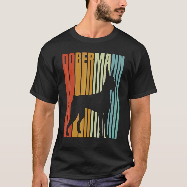 Camiseta Dobermann estilo retrô de 1970 (Frente)