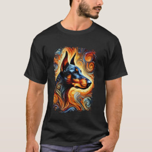 Camiseta Dobermann fofo como uma obra de arte colorida