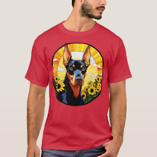 Camiseta Dobermann Pinscher Flor Torre Colorida Torre