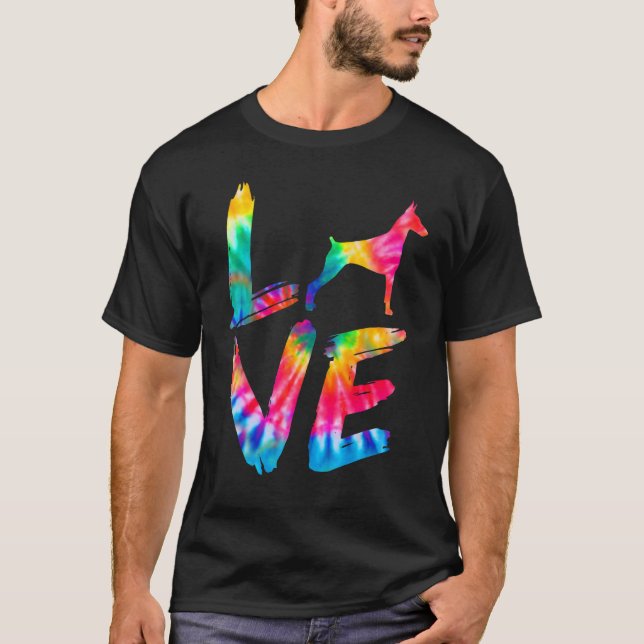 Camiseta Dobermann Tie Dye Love Dog Mãe Pai (Frente)