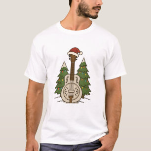 Camiseta Dobro de Natal - Design de Férias do Violão Festiv