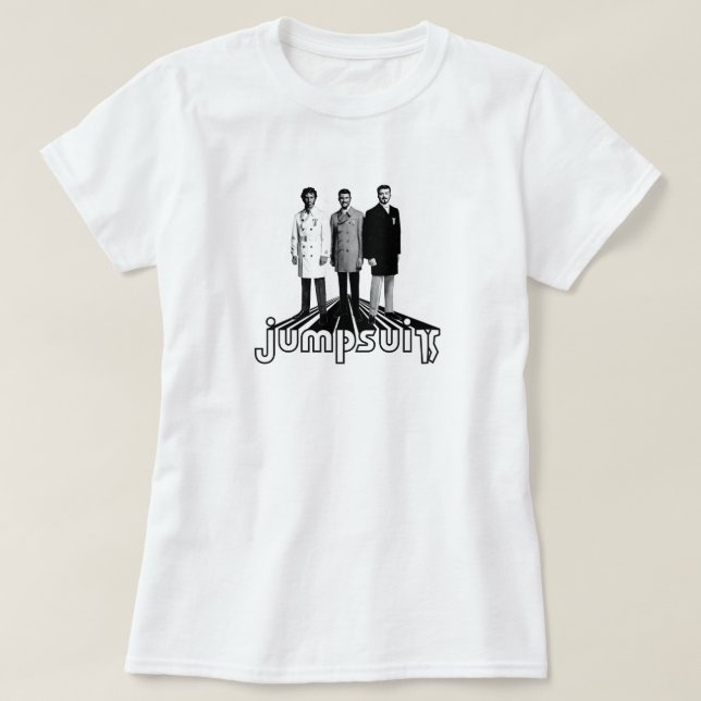 Camiseta Dobros do conluio do Jumpsuit (Frente do Design)