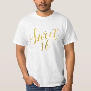 Camiseta Doce 16 Cotações Faux Gold Foil Sparkly Modelo