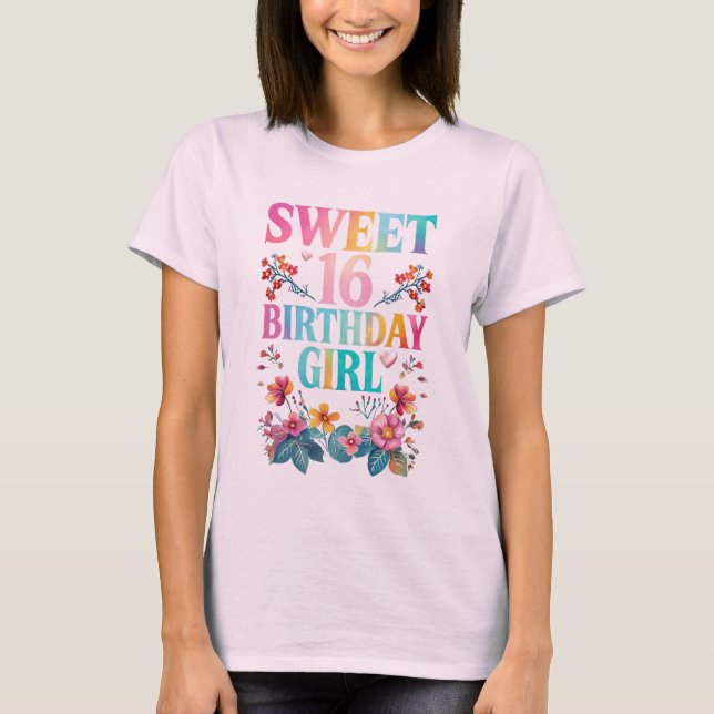Camiseta Doce 16 Garota de Aniversário (Frente)