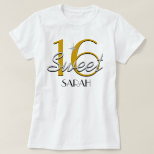 Camiseta Doce 16 Prata/Faísca Dourada