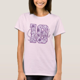 Camiseta Doce 16 Presente de Aniversário Roxo Lavanda Flora