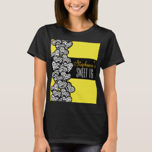 Camiseta Doce amarelo bonito do coração da zebra Tshirt d