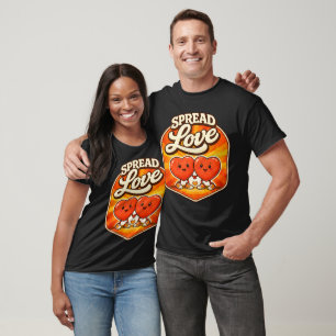 Camiseta Doce Amor Espalhado Coração Cartoon Estética Retro