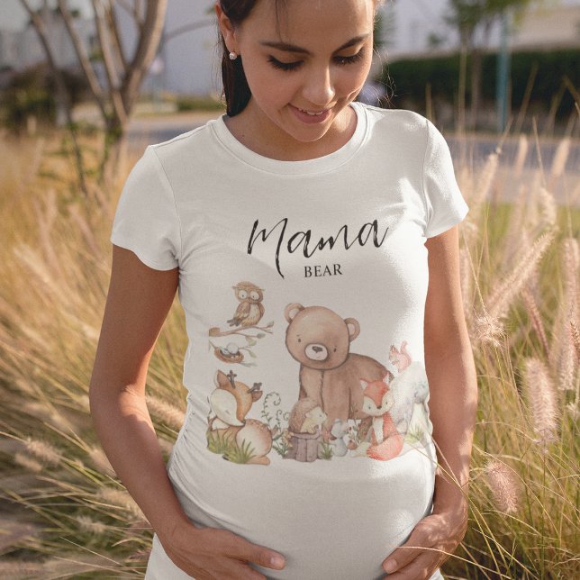 Camiseta Doce Animal da Floresta Chá de Bebê Mamãe Urso (Criador carregado)