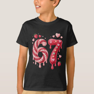 Camiseta Doce Bala 67 Morango Coração Gotejamento Fofo Vale