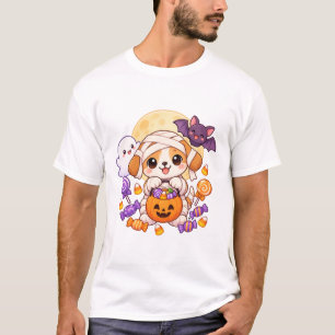 Camiseta Doce Cachorrinho Kawaii de Mamãe Halloween