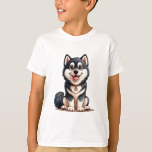 Camiseta Doce cachorrinho Malamute do Alasca Arte de desenh