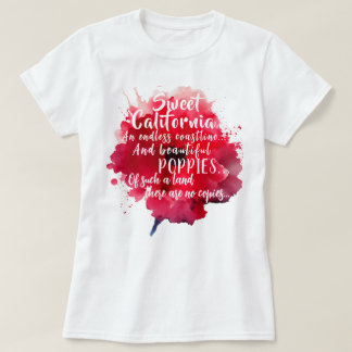 Camiseta Doce California Red Poppy Patriótico Romântico