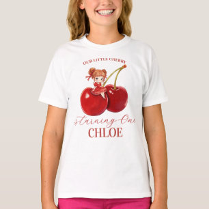 Camiseta Doce Cereja Coquette Fita Aniversário Rosa Menina