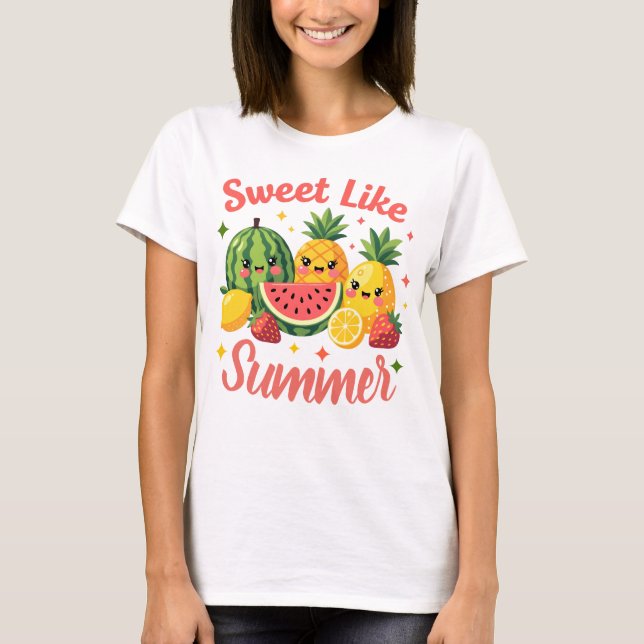 Camiseta Doce Como Amigos de Frutas de Verão (Frente)