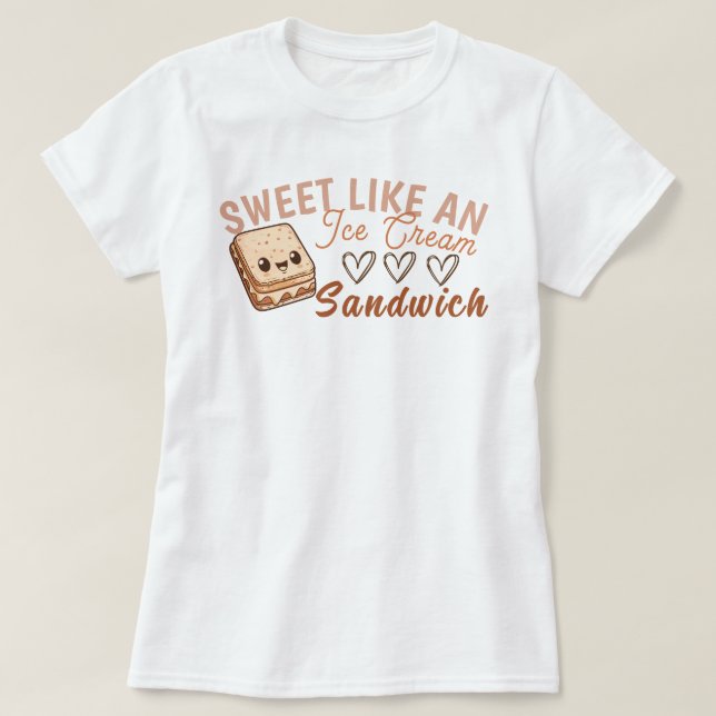 Camiseta Doce Como Sanduíche de Sorvete (Frente do Design)