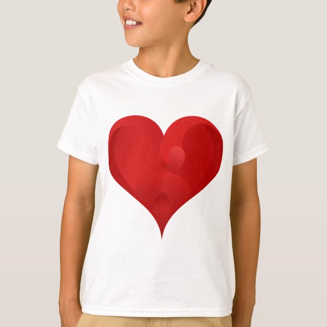 Camiseta Doce Coração de Amor com Namorados Vermelho (Frente)