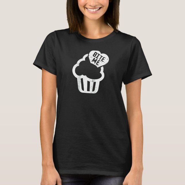 Camiseta Doce Cupcake I Cute Bite Me Raglan (Frente)