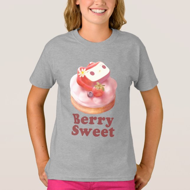 Camiseta Doce de Fruta: Torta de Morango da Garota Coelhinh (Frente)
