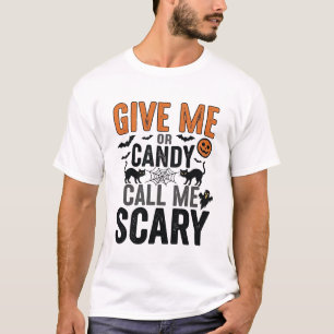 Camiseta Doce de Halloween ou Me Chame de Assustador Gráfic