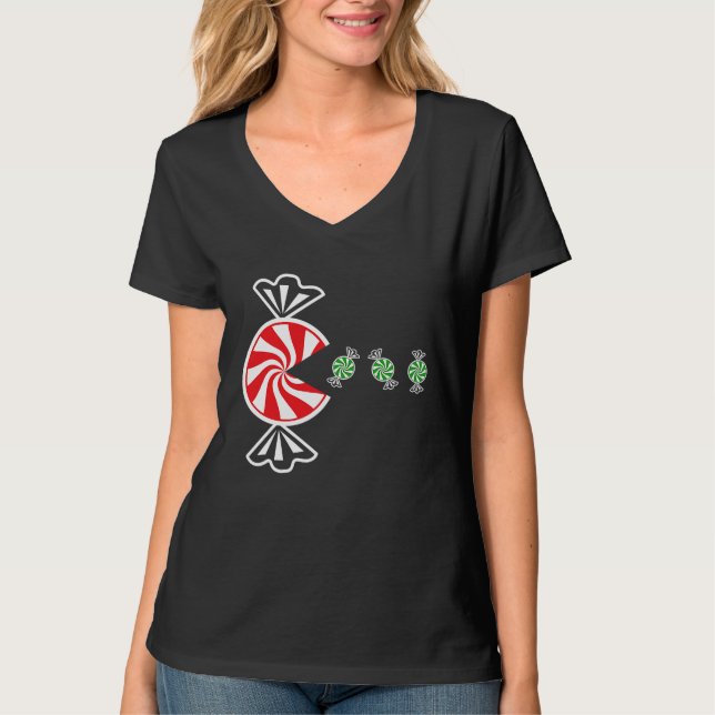 Camiseta Doce De Hortelã Comendo Doces Festa De Natal (Frente)