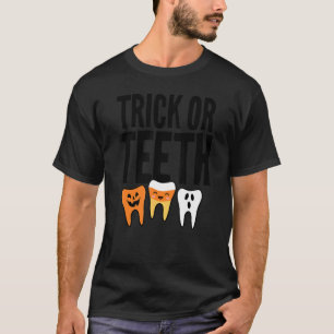 Camiseta Doce de Milho Trick Or Teeth Dentista Meninos Meni