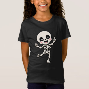 Camiseta Doce Desenho de Esqueleto Dançante de Halloween