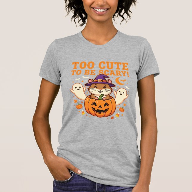 Camiseta Doce Design de Fantasma de Abóbora de Hamster de H (Frente)