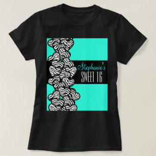 Camiseta Doce do coração da zebra de turquesa Tshirt de 1