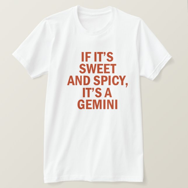 Camiseta Doce e Picante Design Divertido de Gêmeos (Frente do Design)