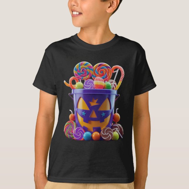 Camiseta Doce e Spooky - Balde doce de Halloween (Frente)