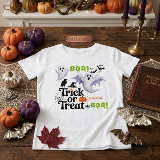 Camiseta Doce Fantasma Truque ou Travessura Nome Personaliz