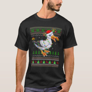Camiseta Doce Feio Xmas Luz Santa Hat Seagull Bird Ch
