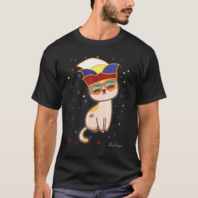Camiseta Doce Gato de Carnaval Para Balançar Uma Carnaval E (Frente)