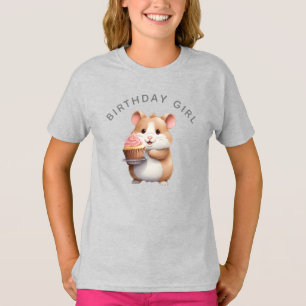 Camiseta Doce Hamster, Aniversário das Crianças de Cupcake