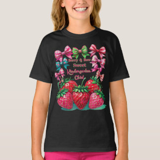 Camiseta Doce Jardim de Infância Chic com Laço e Fruta