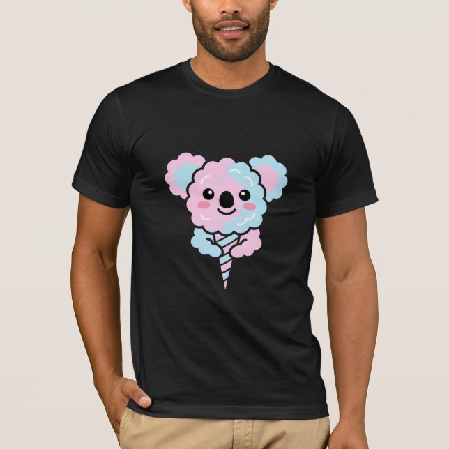 Camiseta Doce Koala Kawaii Algodão Doce Sorriso Pastel Carr (Frente)