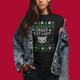 Camiseta Doce Louco De Gato De Natal Feio