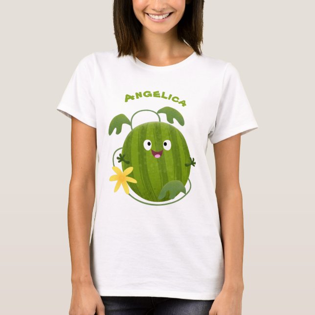 Camiseta Doce melancia sorridente de desenho animado (Frente)